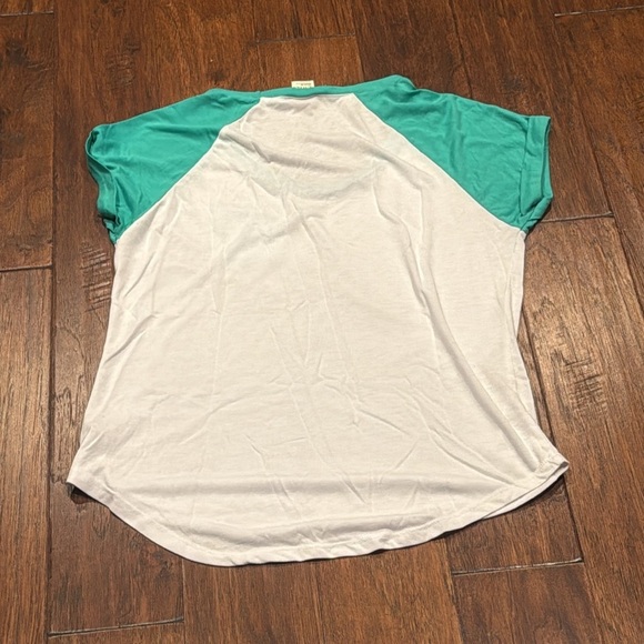 Medium Green and White Raglan Short Sleeve Tee - Picture 7 of 8